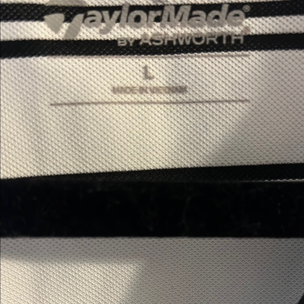 TaylorMade White and Black Striped Polo Shirt - Picture 3 of 3